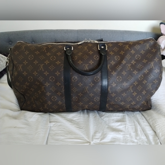 LOUIS VUITTON Keepall Bandouliere 55 Travel Duffle Bag Monogram Macassar . - Picture 2 of 14